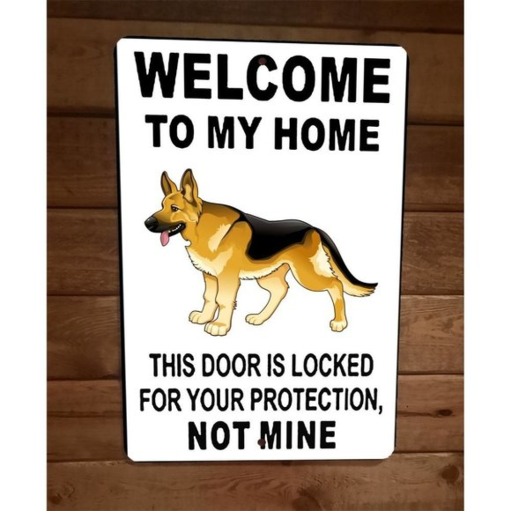 Door is Locked for Your‎ Protection German Shepherd Dog 8x12 Wall Animal Sign